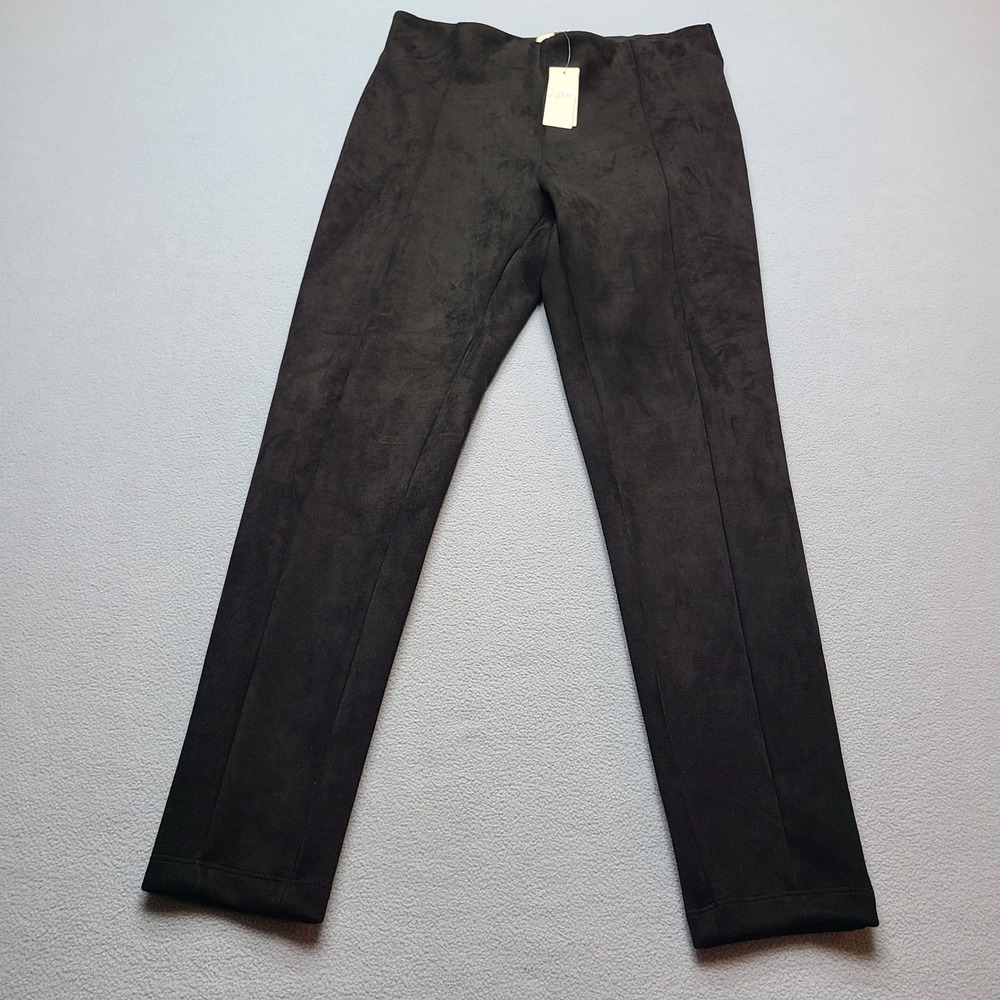 LOFT Faux Suede Leggings Women Small Black NEW Seam Detail Pull On